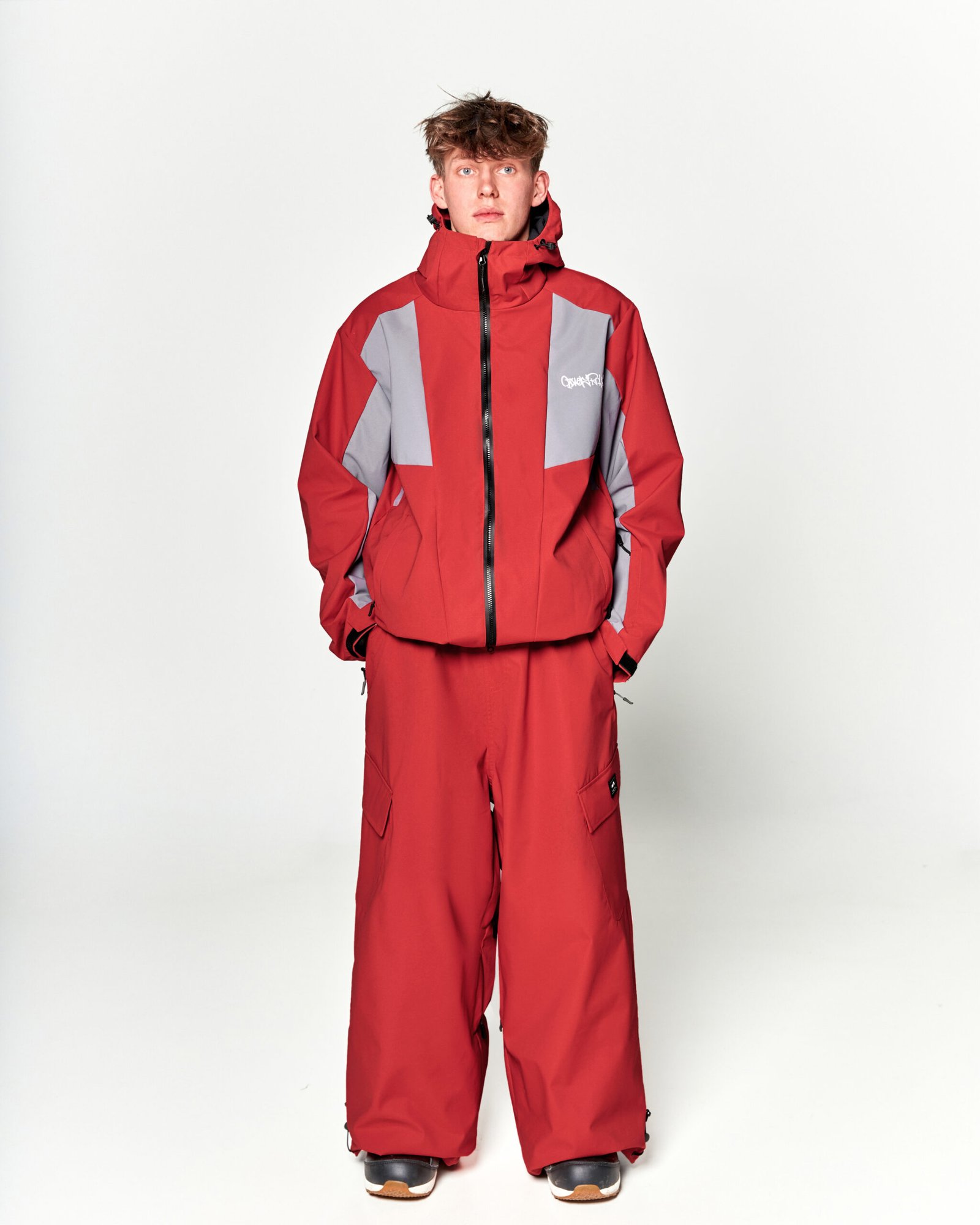 TWIN LINE 30K SNOW JACKET | RED GREY - Image 3